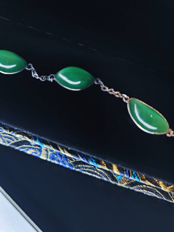 B-2025-09-4 翡翠羽星 冰种帝王绿合成翡翠钻石手链 B-2025-09