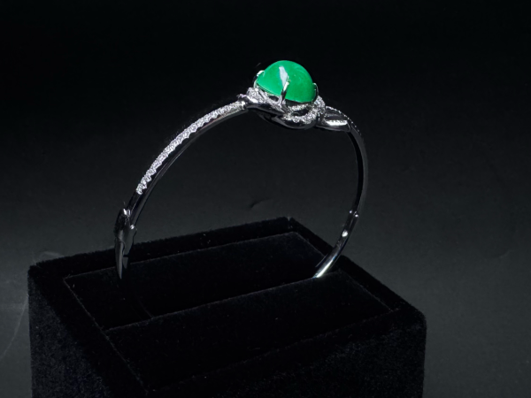 碧海晴空 冰种帝王绿合成翡翠钻石手镯B-2025-06