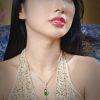 1762534066_54d66b4da214b7271081 翡翠蛋面项链 冰种帝王绿合成翡翠K金项链钻石 P-2025-75