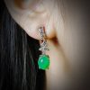 E-2024-03-3 碧韵花影 冰种帝王绿合成翡翠钻石耳环 E-2024-03