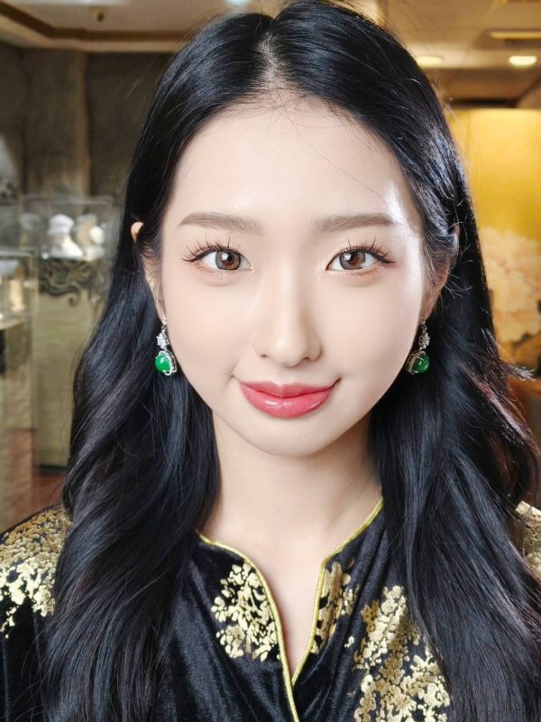 E-2025-05-7 翡翠花钻 冰种帝王绿合成翡翠钻石耳环 E-2025-05