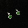 E-2025-07-2 翡耀元宝 冰种帝王绿合成翡翠钻石耳环 E-2025-07