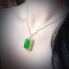 P-2024-06-9 翡翠项链 玻璃种帝王绿合成翡翠K金项链钻石 P-2024-06