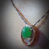 P-2025-14-4 翡翠蛋面项链 冰种帝王绿合成翡翠钻石项链 P-2025-14