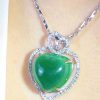 P-2025-21-2 翡翠心型项链 冰种帝王绿合成翡翠K金项链钻石 P-2025-21