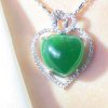 P-2025-21-5 翡翠心型项链 冰种帝王绿合成翡翠K金项链钻石 P-2025-21