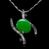 翡翠蛋面项链 冰种帝王绿合成翡翠K金项链钻石 P-2025-26