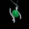 翡翠蛋面项链 冰种帝王绿合成翡翠K金项链钻石 P-2025-26
