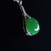 翡翠蛋面项链 冰种帝王绿合成翡翠K金项链钻石 P-2025-30
