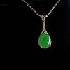 翡翠蛋面项链 冰种帝王绿合成翡翠K金项链钻石 P-2025-30