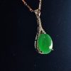 翡翠蛋面项链 冰种帝王绿合成翡翠K金项链钻石 P-2025-30