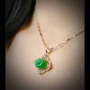 P-2025-32.2 翡翠元宝项链 冰种帝王绿合成翡翠K金项链钻石 P-2025-32