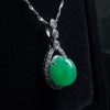P-2025-33-1 翡翠蛋面项链 冰种帝王绿合成翡翠K金项链钻石P-2025-33