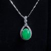 P-2025-33-2 翡翠蛋面项链 冰种帝王绿合成翡翠K金项链钻石P-2025-33