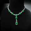 P-2025-34-1 翡翠蛋面项链 冰种帝王绿合成翡翠K金项链钻石 P-2025-34