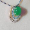 P-2025-36-3 翡翠蛋面项链 冰种帝王绿合成翡翠K金项链钻石P-2025-36