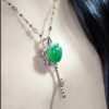 P-2025-37-4 翡翠心型项链 冰种帝王绿合成翡翠K金项链钻石P-2025-37