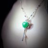 P-2025-37-9 翡翠心型项链 冰种帝王绿合成翡翠K金项链钻石P-2025-37