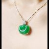 翡翠元宝项链 冰种帝王绿合成翡翠K金项链钻石P-2025-38
