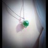 P-2025-42-3 翡翠心型项链 冰种帝王绿合成翡翠K金项链钻石P-2025-42
