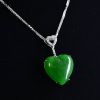 P-2025-43-2 翡翠心型项链 冰种帝王绿合成翡翠K金项链钻石P-2025-43