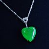 P-2025-43-3 翡翠心型项链 冰种帝王绿合成翡翠K金项链钻石P-2025-43