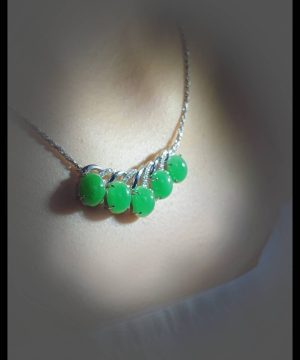 翡翠蛋面项链 冰种帝王绿合成翡翠K金项链钻石 P-2025-44