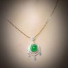 P-2025-48-2 翡翠蛋面项链 冰种帝王绿合成翡翠K金项链钻石 P-2025-48