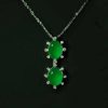 P-2025-50-3 翡翠蛋型项链 冰种帝王绿合成翡翠K金项链钻石P-2025-50