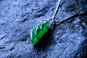 翡翠项链 冰种帝王绿合成翡翠K金项链钻石 P-2025-51