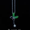 P-2025-56-1 翡翠项链 冰种帝王绿合成翡翠K金项链 P-2025-56
