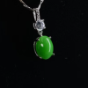 P-2025-62-1 翡翠蛋面项链 冰种帝王绿合成翡翠K金项链钻石 P-2025-62