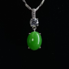 P-2025-62-2 翡翠蛋面项链 冰种帝王绿合成翡翠K金项链钻石 P-2025-62