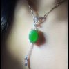 P-2025-70-3 翡翠蛋面项链 冰种帝王绿合成翡翠K金项链钻石 P-2025-70
