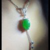 P-2025-70-4 翡翠蛋面项链 冰种帝王绿合成翡翠K金项链钻石 P-2025-70