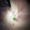 P-2025-70-6 翡翠蛋面项链 冰种帝王绿合成翡翠K金项链钻石 P-2025-70