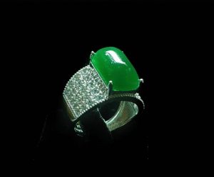 绿耀之冠 玻璃种帝王绿合成翡翠钻石 戒指 R-2024-01