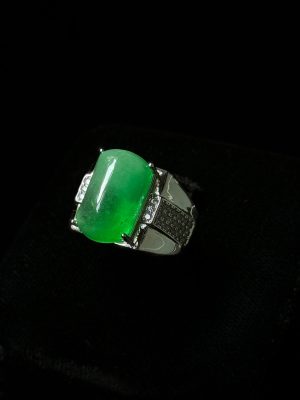 绿境王者 玻璃种帝王绿合成翡翠钻石 戒指 R-2024-08