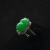 R-2024-10-2 碧玉祥瑞 玻璃种帝王绿合成翡翠钻石 戒指R-2024-10