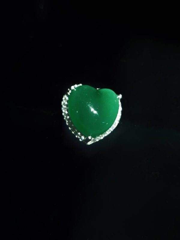 R-2025-20-1 心之印记 冰种帝王绿合成翡翠钻石 戒指 R-2025-20