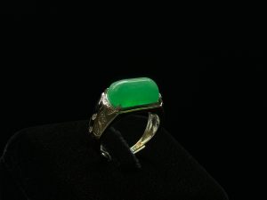 绿耀璀璨 玻璃种帝王绿合成翡翠钻石 戒指R-2024-07